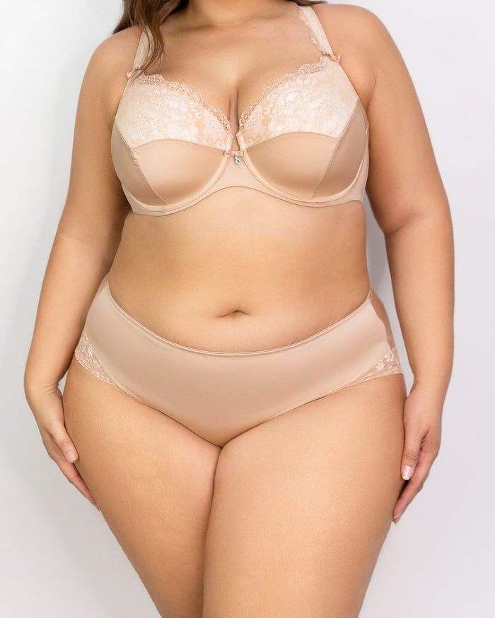 curvy couture Tulip Lace Hipster - FINAL SALE Champagne Nude