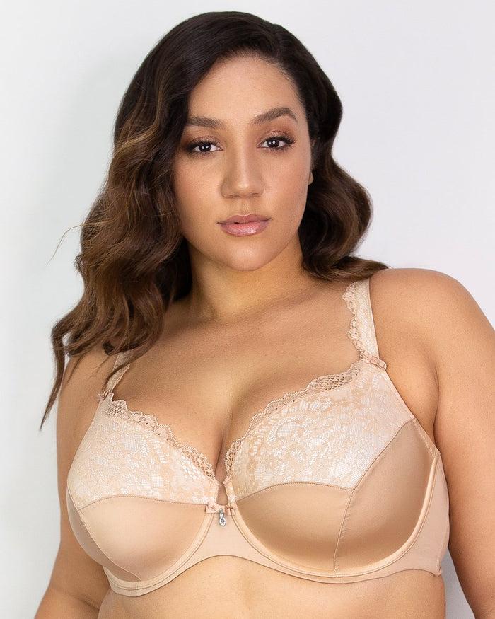 curvy couture Tulip Lace Push Up Bra Champagne Nude