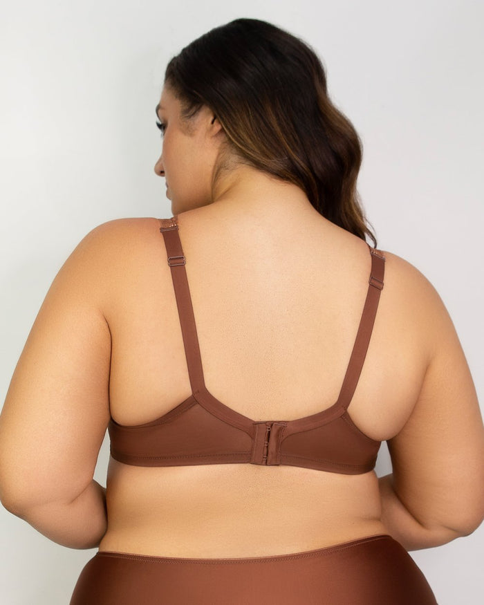 Curvy Couture Tulip Lace Push Up Bra Chocolate Nude