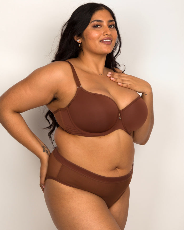 curvy couture Tulip Smooth T-Shirt Bra Chocolate Nude
