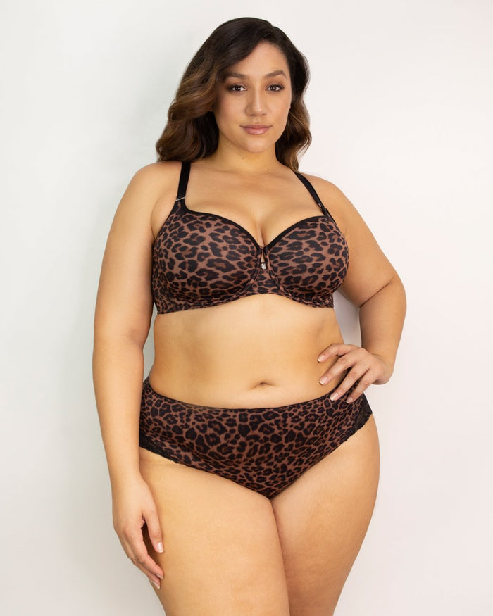 Curvy Couture Tulip Smooth T-Shirt Bra Designer Leopard