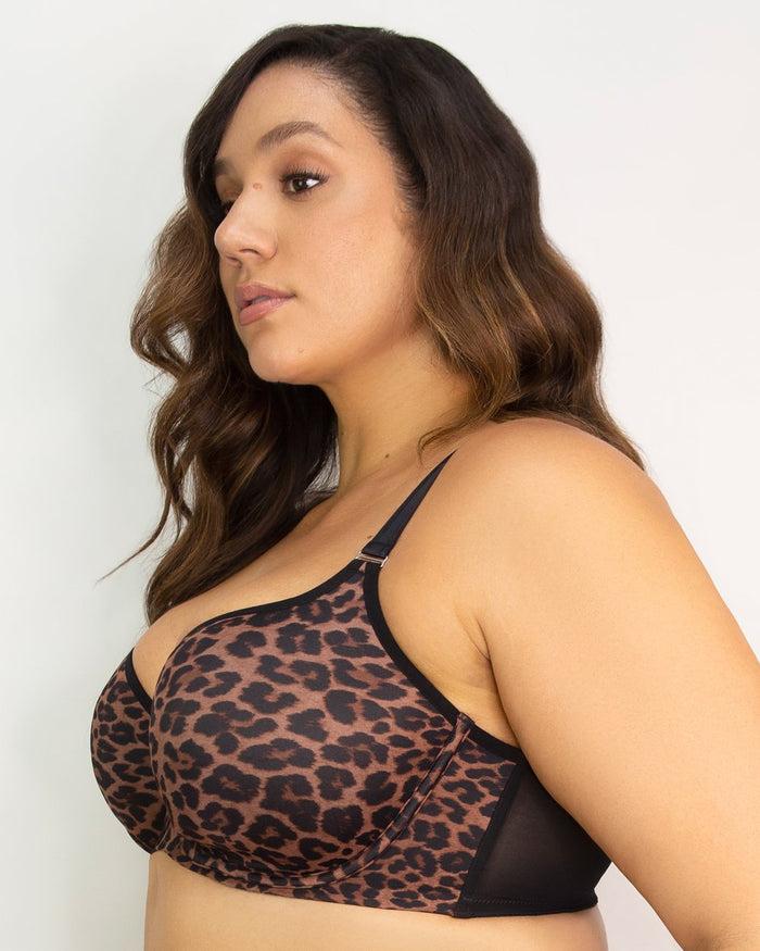 Curvy Couture Tulip Smooth T-Shirt Bra Designer Leopard