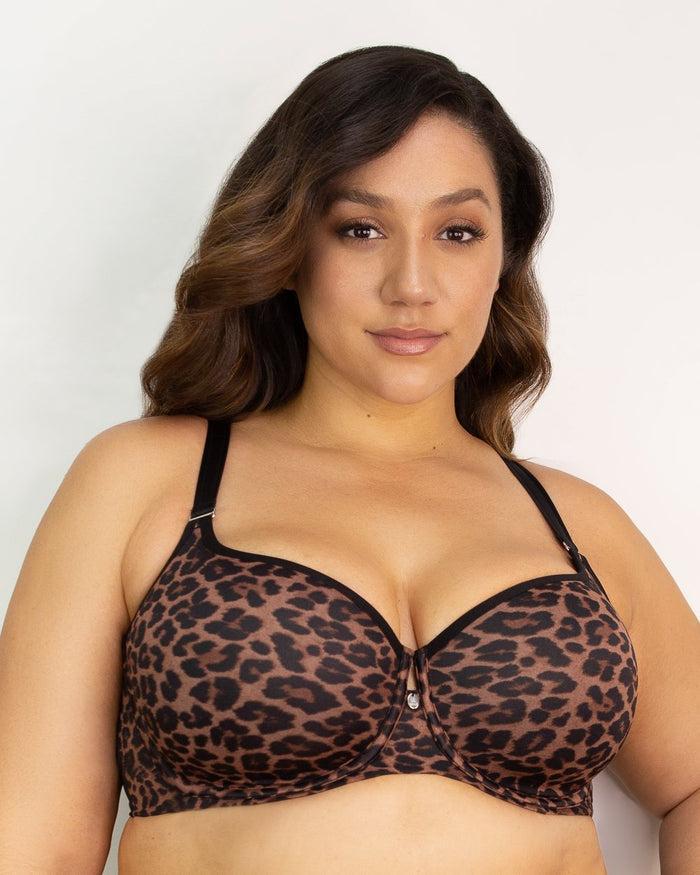 curvy couture Tulip Smooth T-Shirt Bra Designer Leopard