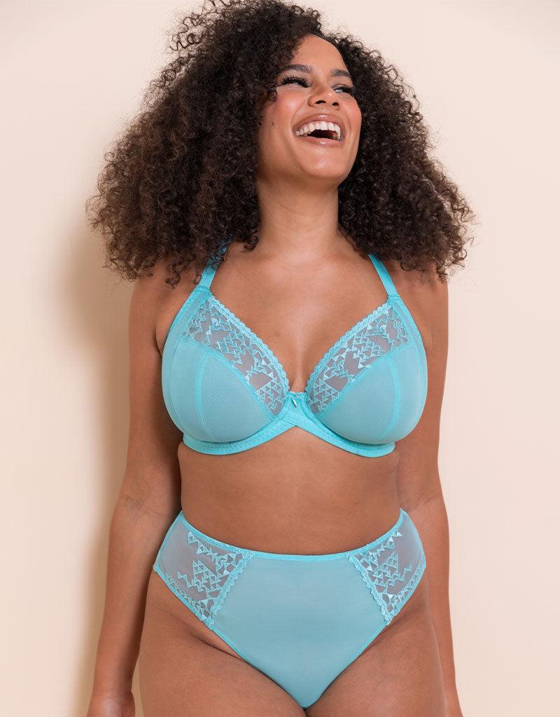 curvy kate Centre Stage Full Plunge Side Support Bra Turquoise Blue