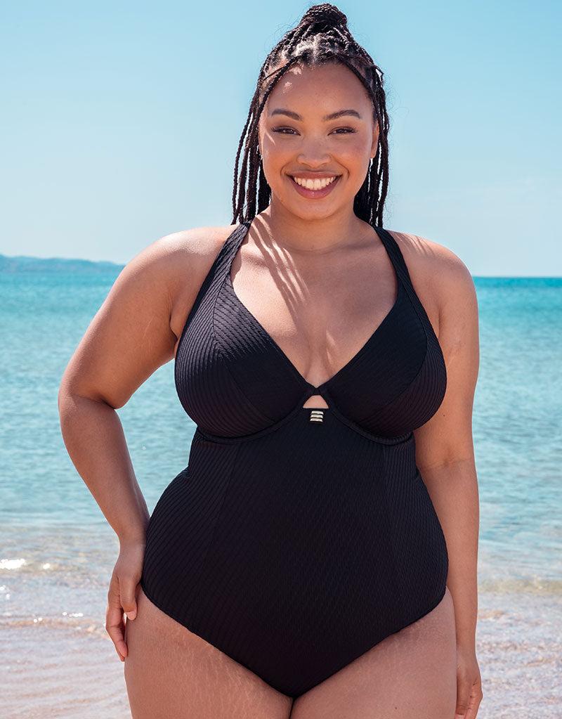 curvy kate Jet Set Multiway Plunge Swimsuit Black