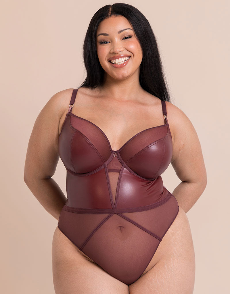 curvy kate Lucky Star Plunge Body Oxblood Brown