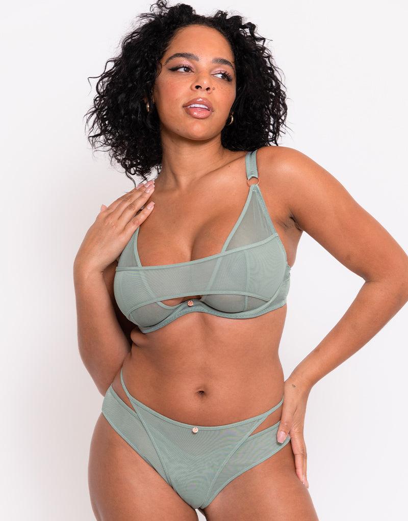 Curvy Kate Peep Show Deep Plunge Bra Sage Green