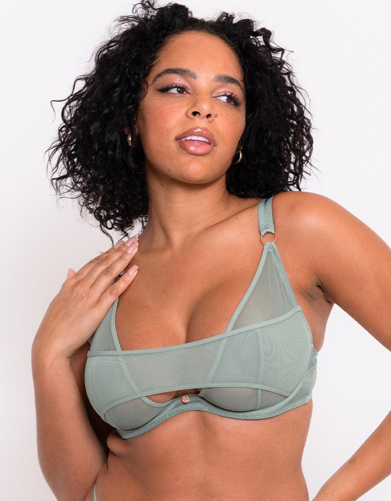 Curvy Kate Peep Show Deep Plunge Bra Sage Green