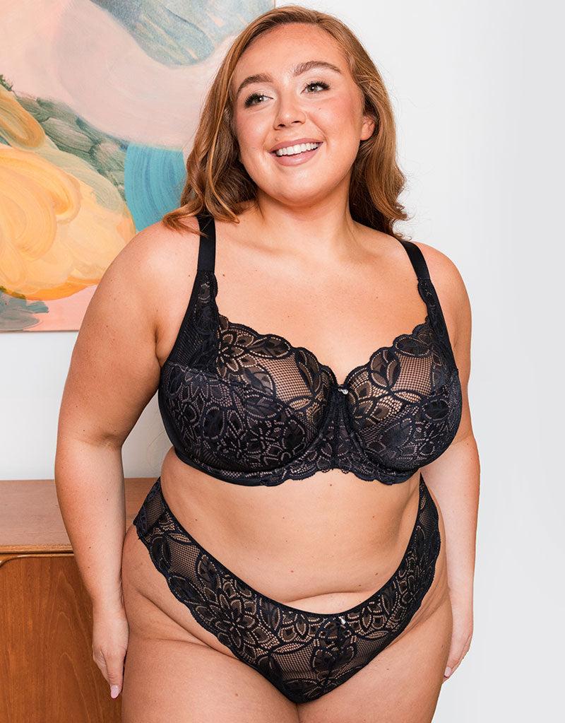 curvy kate Lovelace Full Cup Side Support Bra Black/ Taupe