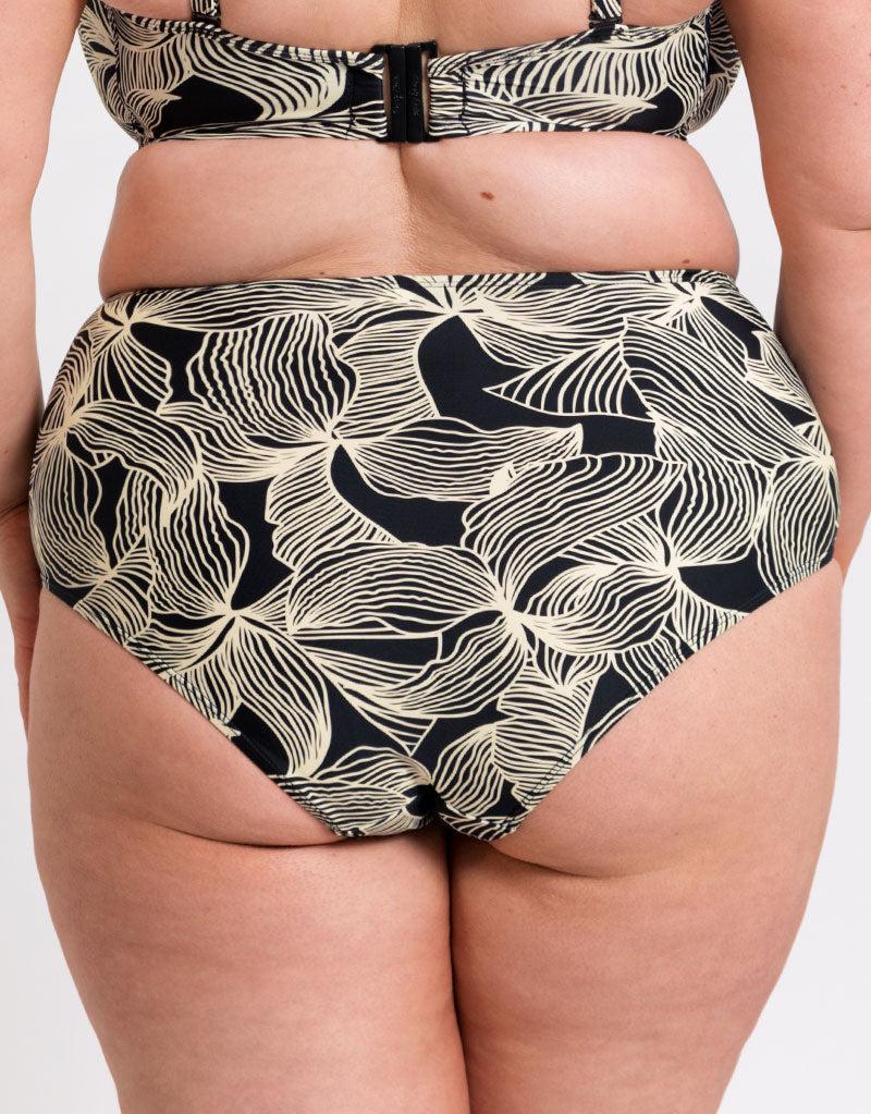 curvy kate Ripple Reef High Waist Bikini Brief Black Print