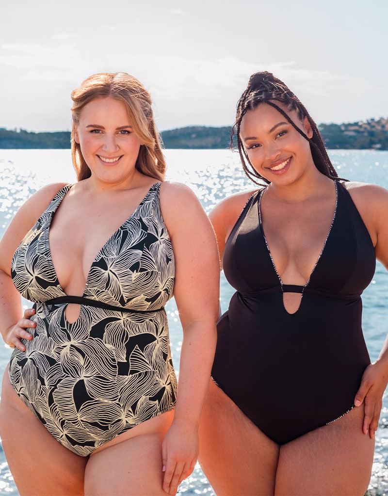 curvy kate Ripple Reef Reversible Non-Wired Multiway Swimsuit Black Print