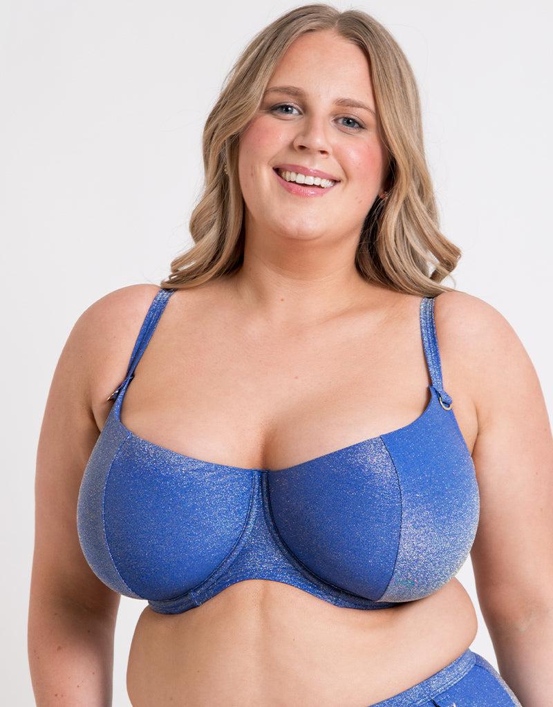 Curvy Kate Sapphire Seas Balcony Bikini Top Blue Sparkle