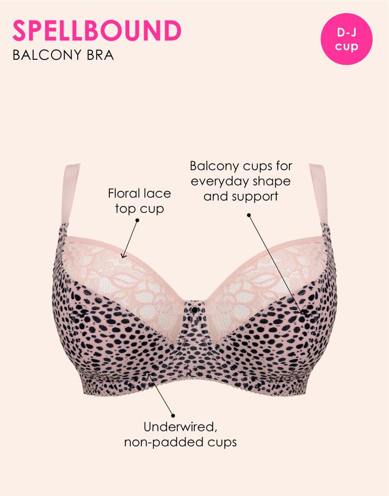 Curvy Kate Spellbound Balcony Bra Blush/Black Print Pink