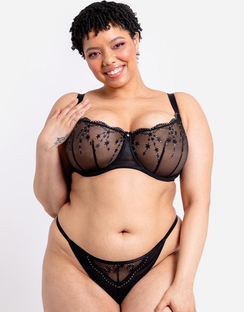 curvy kate Stardust Balcony Bra and Brief Pack Black Sparkle