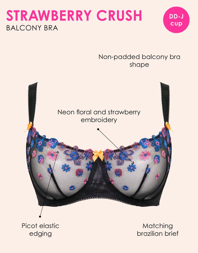 Curvy Kate Strawberry Crush Balcony Bra Black Multi