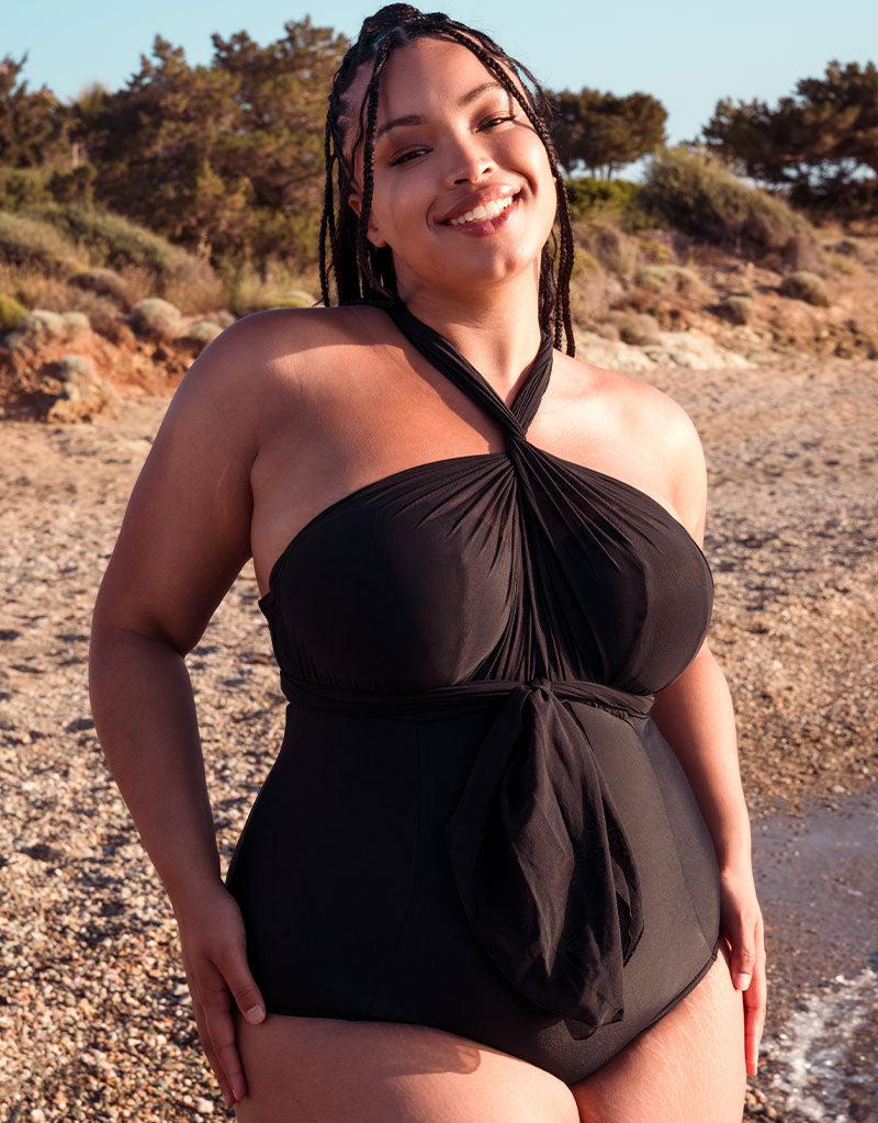 curvy kate Wrapsody Bandeau Strapless Multiway Swimsuit Black