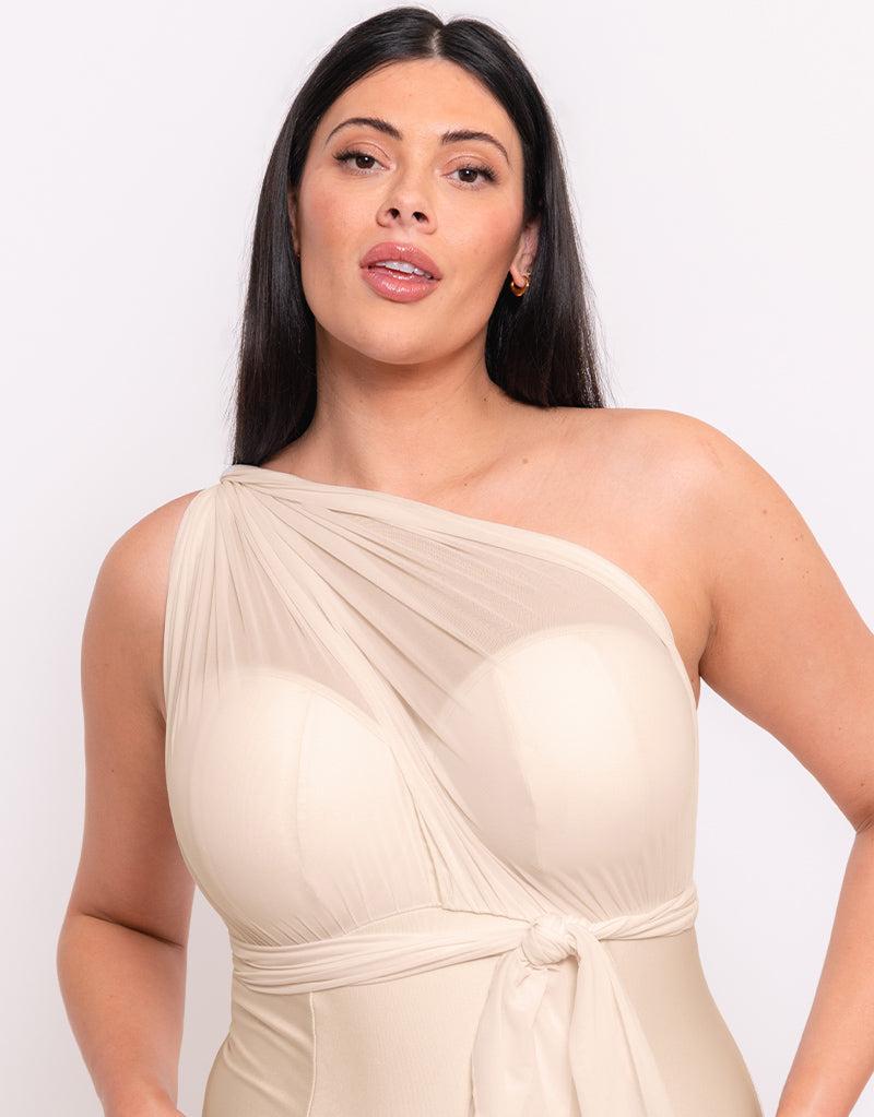 Curvy Kate Wrapsody Bandeau Strapless Multiway Swimsuit Oyster Cream