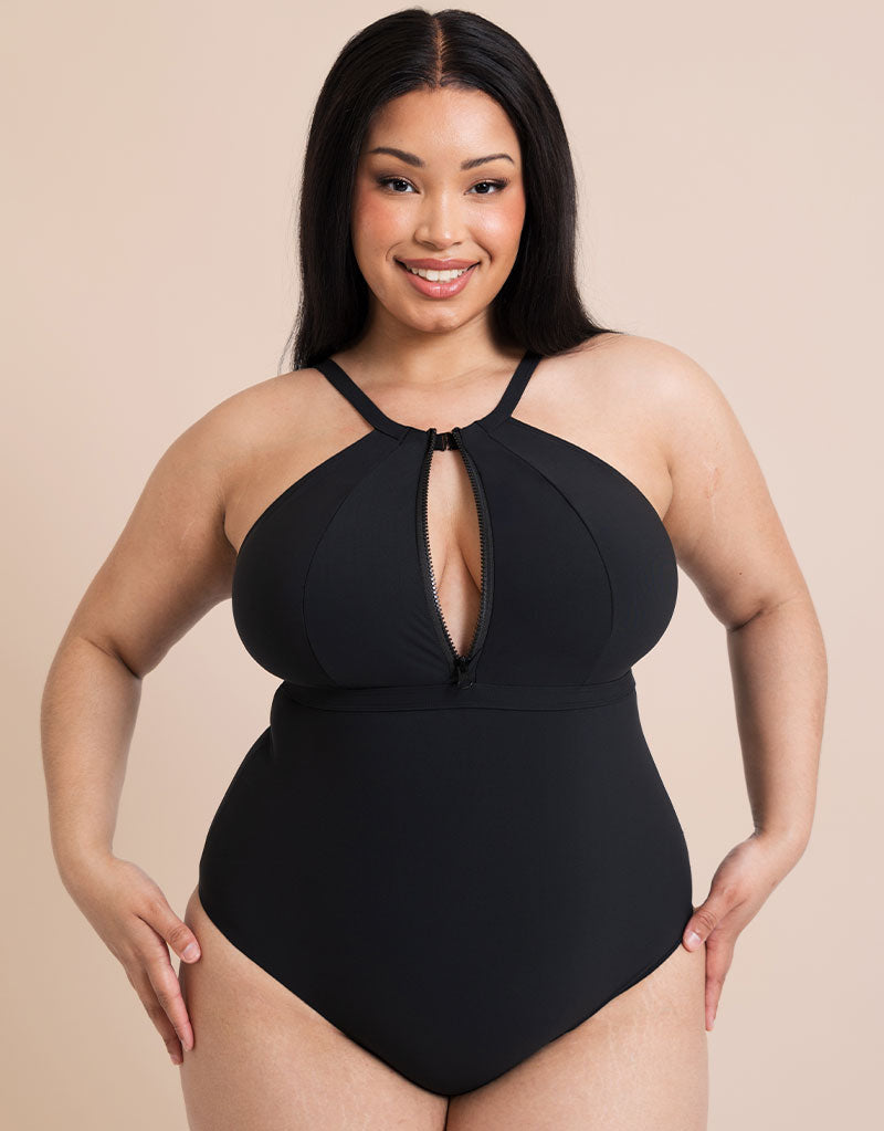 curvy kate Zip Tide Non-Wired Multiway Swimsuit Black