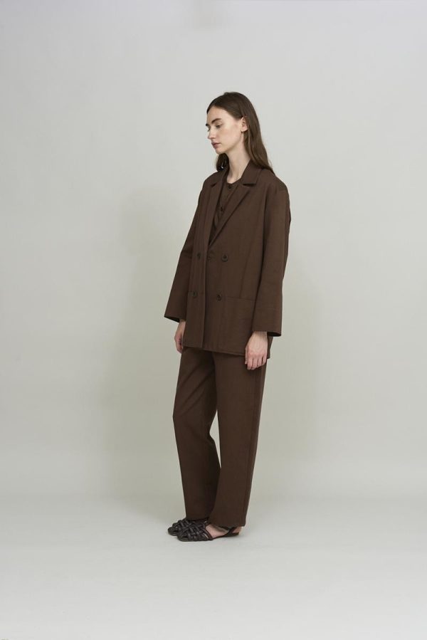 cus DOUBLE BREASTED Jacket Brown