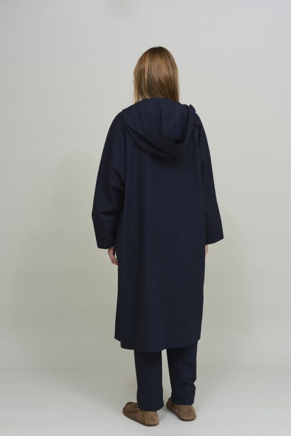 Cus HOODED Trench Dark Blue