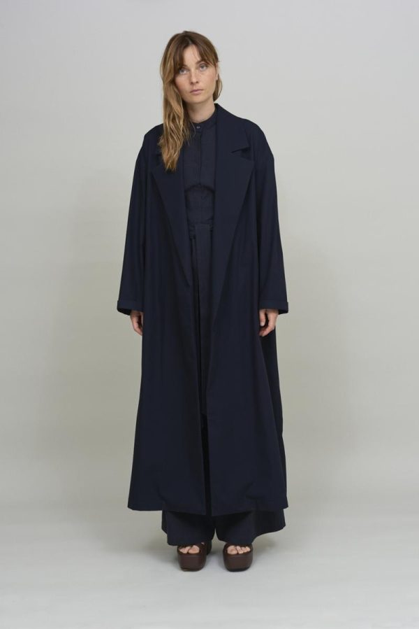 cus LONG Trench Dark Blue