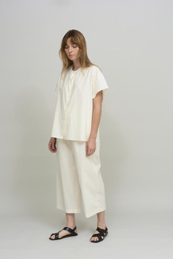 Cus OVERSIZED COLLARLESS Shirt White