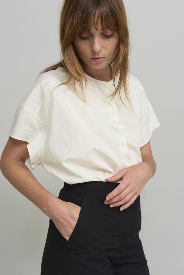 Cus OVERSIZED COLLARLESS Shirt White