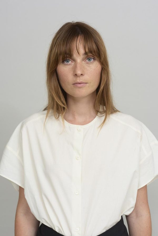 cus OVERSIZED COLLARLESS Shirt White