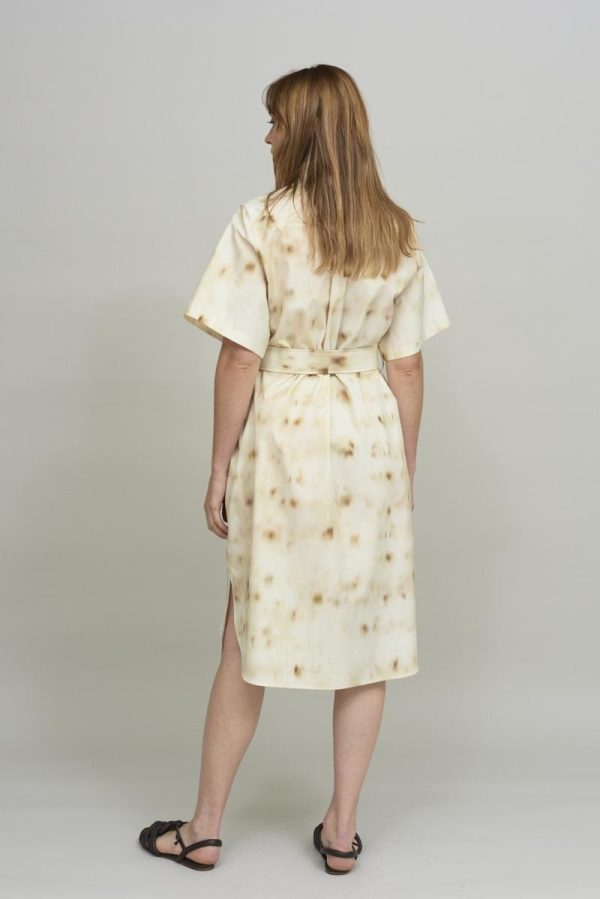 Cus SHORT SLEEVE SHIRT Dress Brown Print