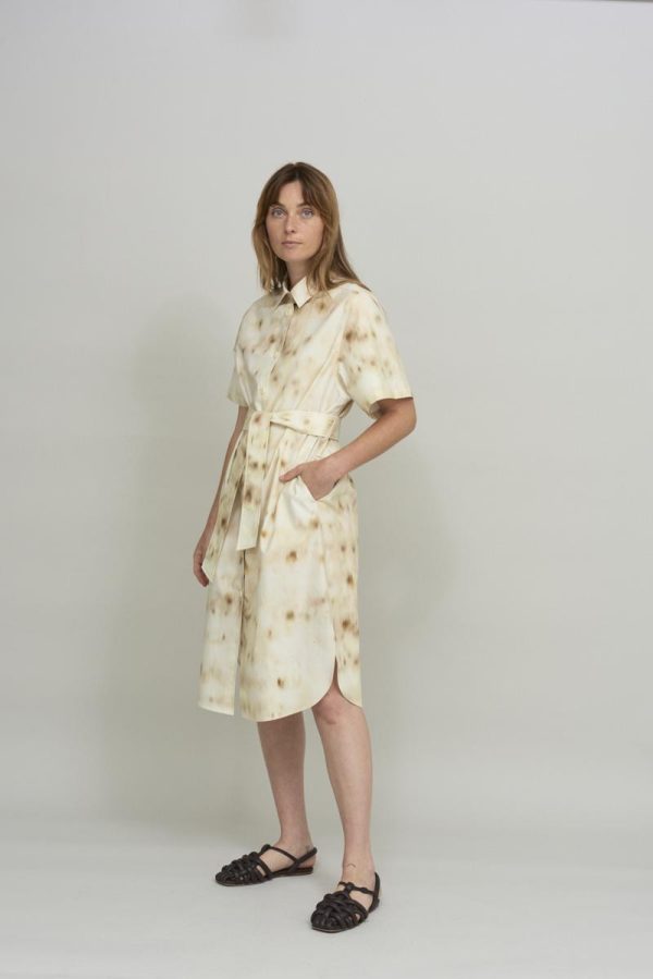 cus SHORT SLEEVE SHIRT Dress Brown Print
