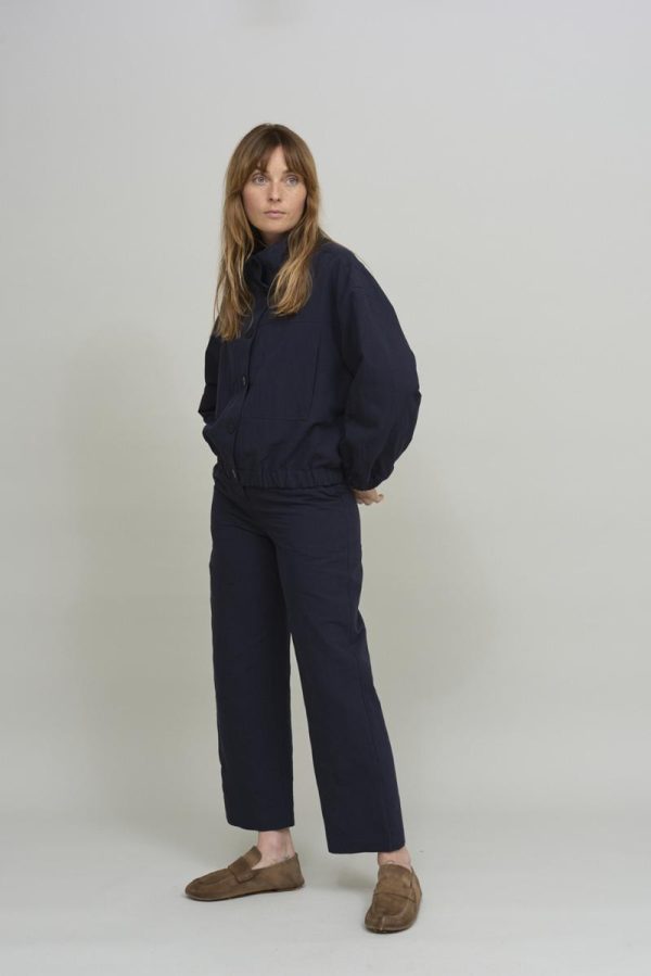 Cus WIDE NECK Jacket Navy Blue