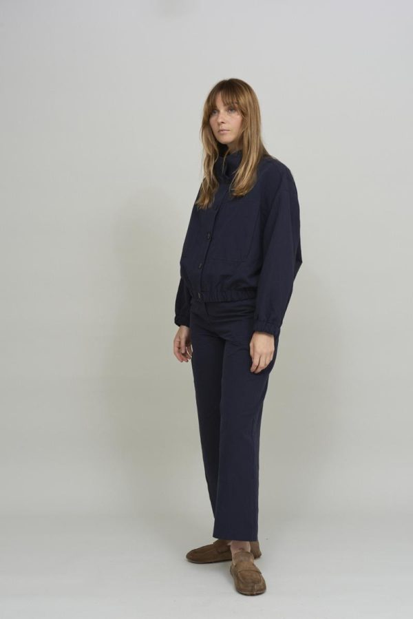 Cus WIDE NECK Jacket Navy Blue