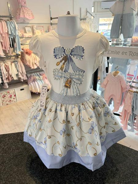 cute couture NEW SS25 Neon kid Bow Skirt Set BLUE