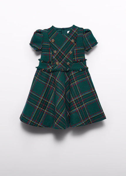 Cute Couture NEW AW24 Abel And Lula Bottle Green Plaid Dress 5525