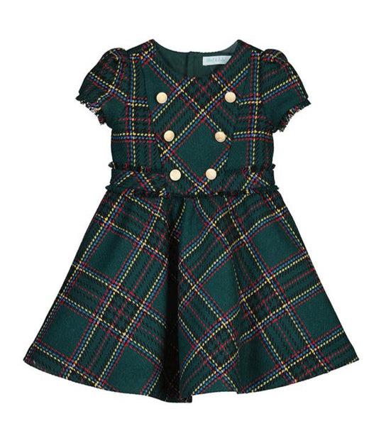 cute couture NEW AW24 Abel and Lula Bottle Green Plaid Dress 5525