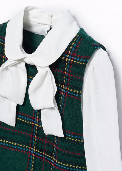 Cute Couture NEW AW24 Abel And Lula Plaid Pinnafore Dress Bottle Green 5527