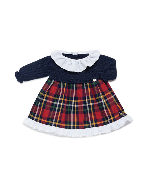 cute couture NEW AW24 Juliana Girls Navy Tartan Dress 24643