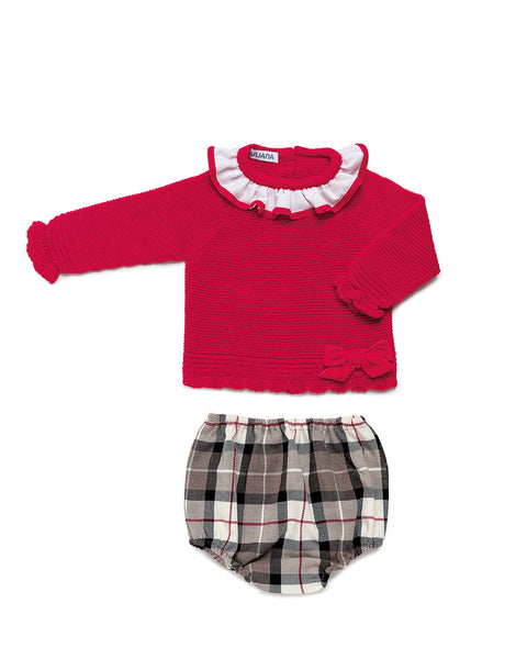 cute couture NEW AW24 Juliana Girls Red Check Jam Pants Outfit 24598