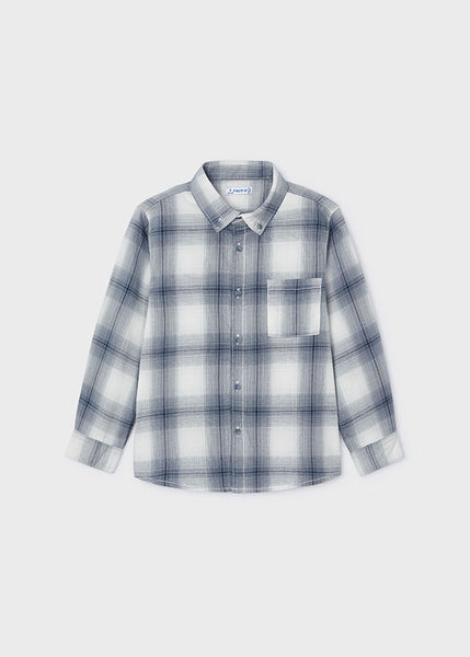 cute couture NEW AW24 Mayoral Boys Checked Shirt 4114 Cloud Blue 86
