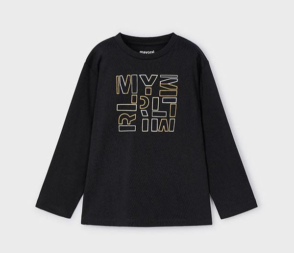 cute couture NEW AW24 Mayoral Boys Long Sleeve t-shirt 173 Black 57