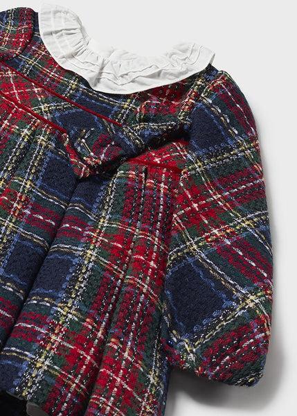 Cute Couture NEW AW24 Mayoral Plaid Dress 2903 Navy Cherry/76