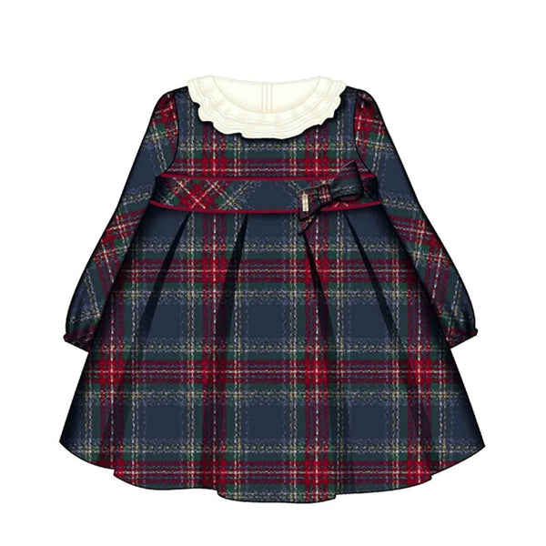 Cute Couture NEW AW24 Mayoral Plaid Dress 2903 Navy Cherry/76