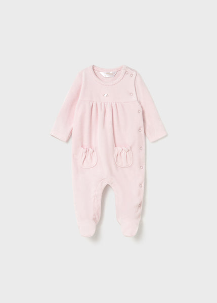 Cute Couture NEW AW25 Mayoral Baby Girls Velour Babygrow 2706 Rose Pink