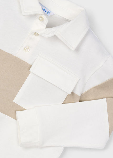Cute Couture NEW AW25 Mayoral Boys Block Colour Polo Top 4121 Cream 20