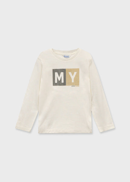 Cute Couture NEW AW25 Mayoral Boys Long Sleeve T Shirt 173 Cream 80