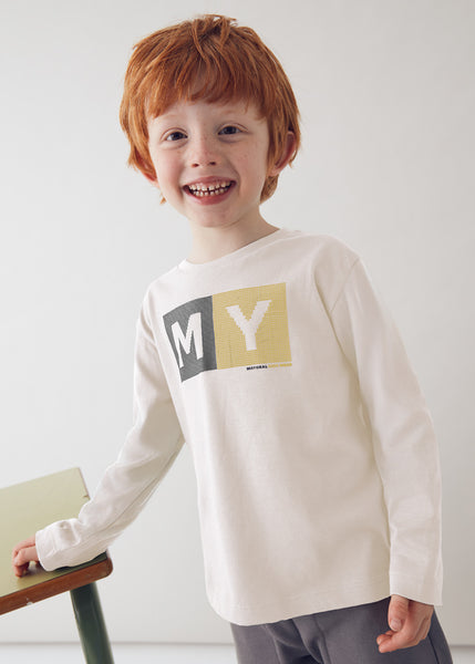 cute couture NEW AW25 Mayoral Boys Long Sleeve T shirt 173 Cream 80