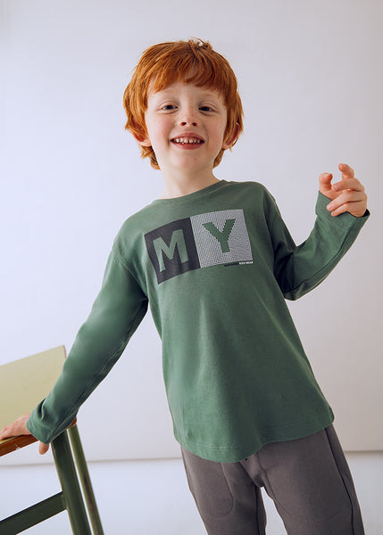 Cute Couture NEW AW25 Mayoral Boys Long Sleeve T Shirt 173 Green 77