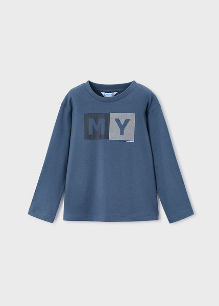 cute couture NEW AW25 Mayoral Boys Long Sleeve T shirt 173 Steel Blue 81