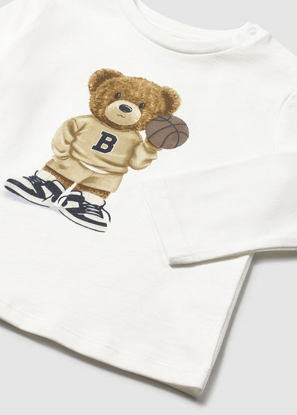 Cute Couture NEW AW25 Mayoral Boys Teddy Bear T Shirt 2058 Cream 82
