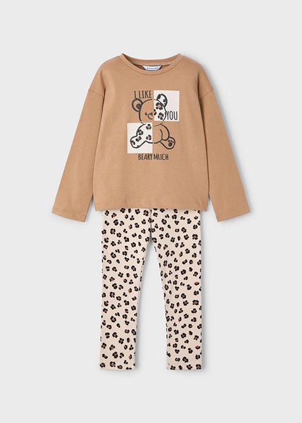 cute couture NEW AW25 Mayoral Girls Leggings Set 4719 camel